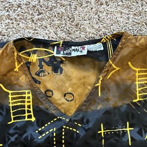 Mira Max Vintage Kaftan Muu Muu Women's Dress Black Gold Yellow One Size